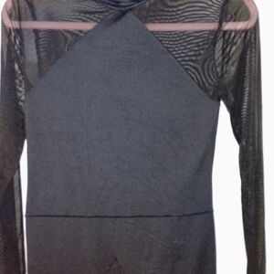 Leith Black Long Sleeve Dress with Sheer Details PTP 16"LENGTH 38"